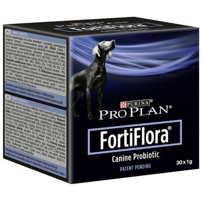 A box of Purina ProPlan FortiFlora sachets - named by us as the best dog probiotic for fussy dogs